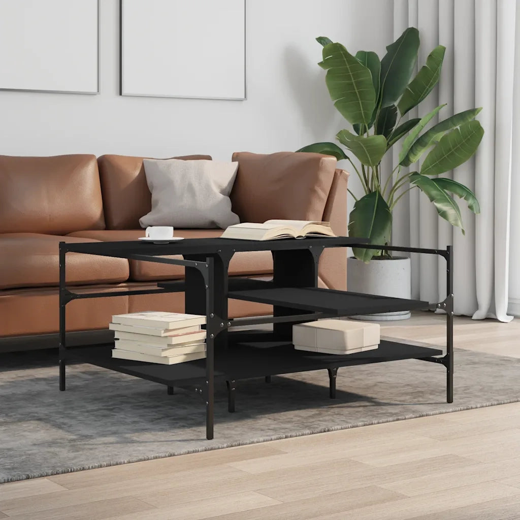 Tavolino da Salotto Nero 100x100x48,5 cm in Legno Multistrato 842311