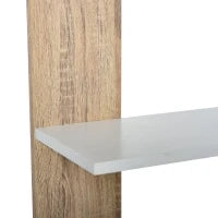 Scaffale Libreria a Parete in Legno Color Rovere e Bianco con 5 Ripiani, Antiribaltamento, 45 x 21 x 170cm