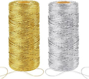 Cordone metallizzato - 2 rotoli oro e argento - 100 m - filo di rame 1 mm - cordone per DIY - carta per regali - decorazione di Natale - decorazione per feste - imballo per regali