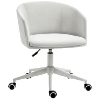 Sedia da Ufficio con Altezza Regolabile, Ruote e Seduta Girevole in Tessuto, Grigio Chiaro