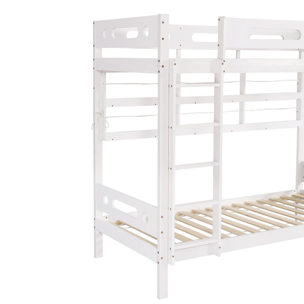Letto a castello per bambini - Zephmum - 90x200cm - Bianco - Cassetti e scaffale