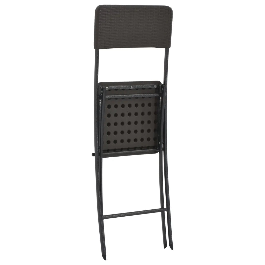Sgabelli da Bar Pieghevoli 2 pz in HDPE Acciaio Marroni Rattan cod mxl 64049