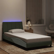 Giroletto con LED senza Materasso Hanko Grigio Chiaro 100x200 cm in Velluto