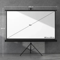 Telo Proiettore Pieghevole da 84" Formato 16:9 con Treppiede Regolabile, 200x8x118 cm, Nero