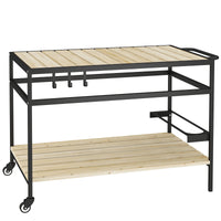 Carrello Portavivande da Giardino 107x65x80 cm Ripiano e Maniglia in Legno a Doghe e Acciaio