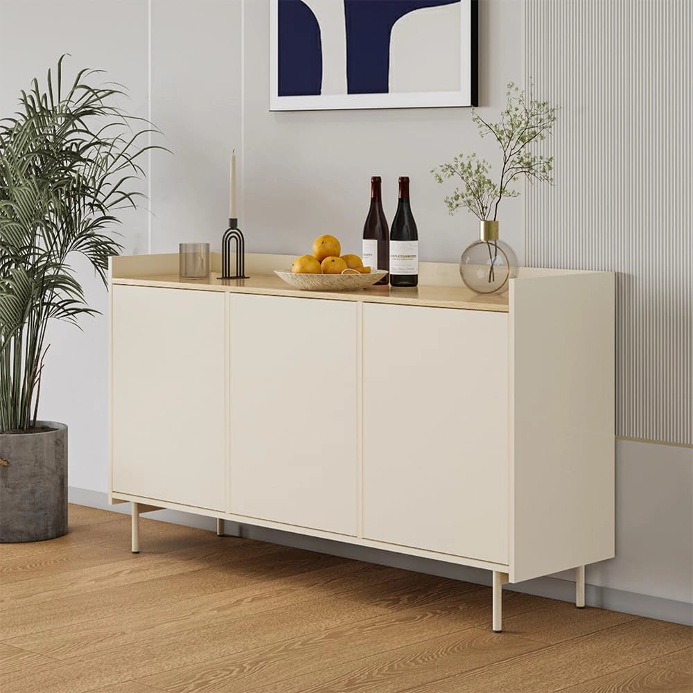 Credenza Velina, Crema, 140 x 82 cm con 6 scomparti, adatto per riporre abiti e oggetti per la casa