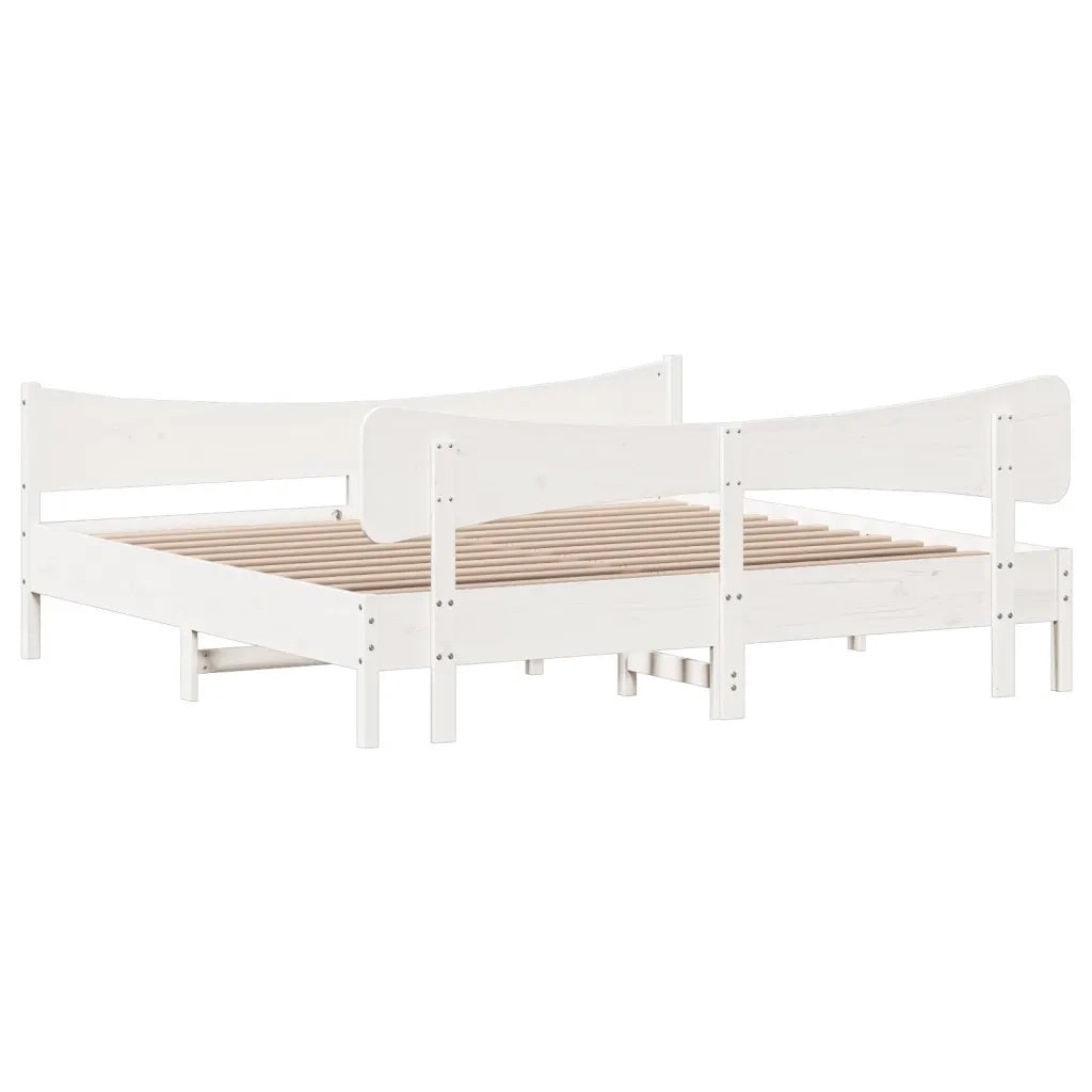 Giroletto senza Materasso Bianco 200x200 cm Legno Massello Pino 3216370
