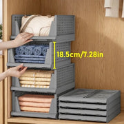 Cassetti per abbigliamento 4 pezzi, contenitore pieghevole e stivabile con sistema di trazione, cassetto estraibile, cassetti ventilati