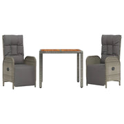 Set da pranzo da giardino da 3 pezzi per mobili da esterno con cuscini grigi 02_0013587