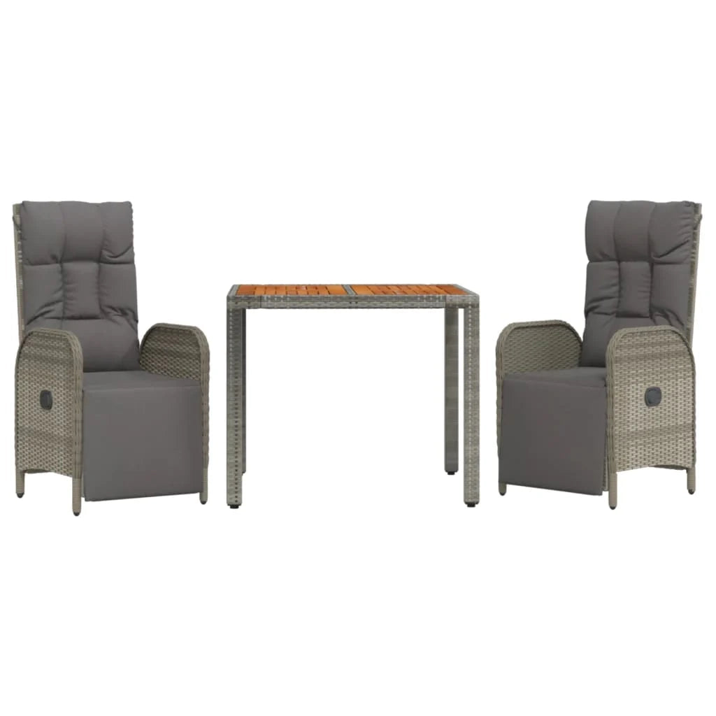 Set da pranzo da giardino da 3 pezzi per mobili da esterno con cuscini grigi 02_0013587