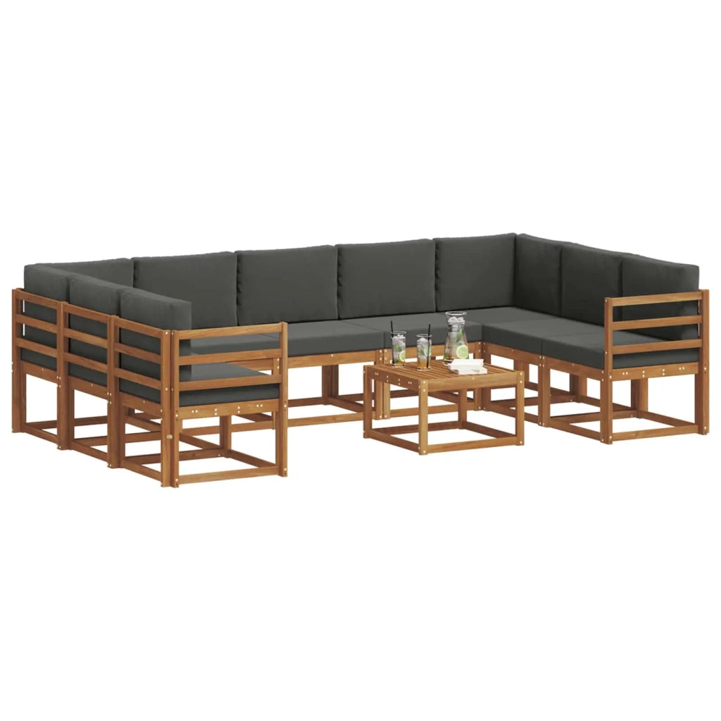 Set di divani da esterno 10 pcs Naturale e Antracite 3367005