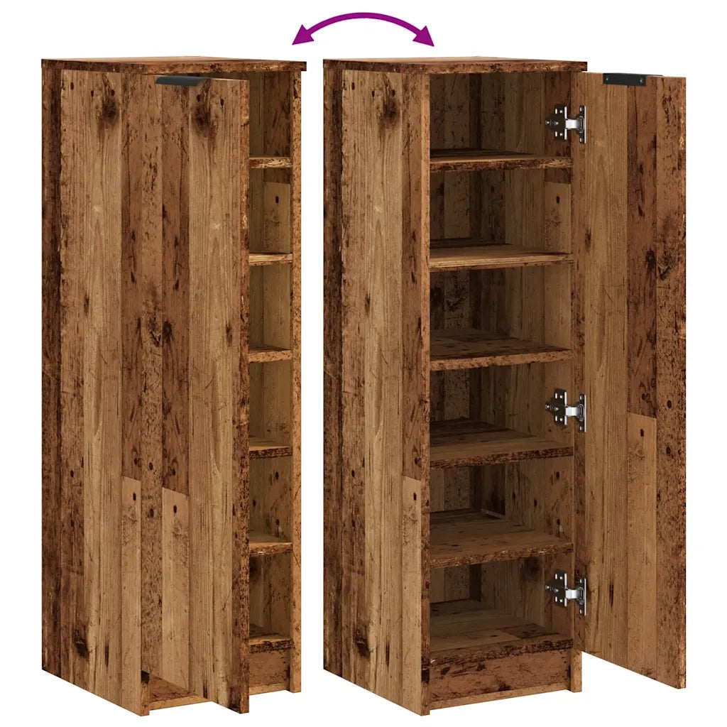 Scarpiera-Scaffale per scarpe Legno Antico 29,5x35x100,5 cm in Truciolato
