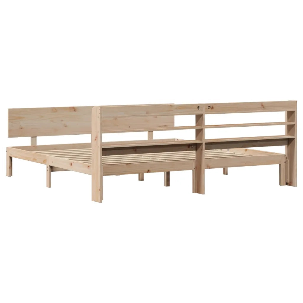 Giroletto con Testiera-Struttura Letto con testiera 200x200 cm in Legno Massello di Pino 587423