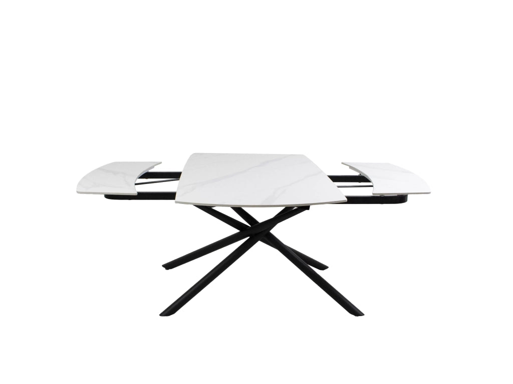 Mobili 2g - tavolo moderno allungabile piano ceramica effetto marmo bianco 130x80x78 - Mobili 2G