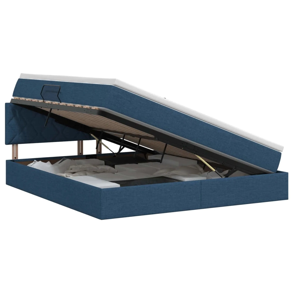 Letto con contenitore e materasso Blu 140 x 200 cm Velluto 3458693
