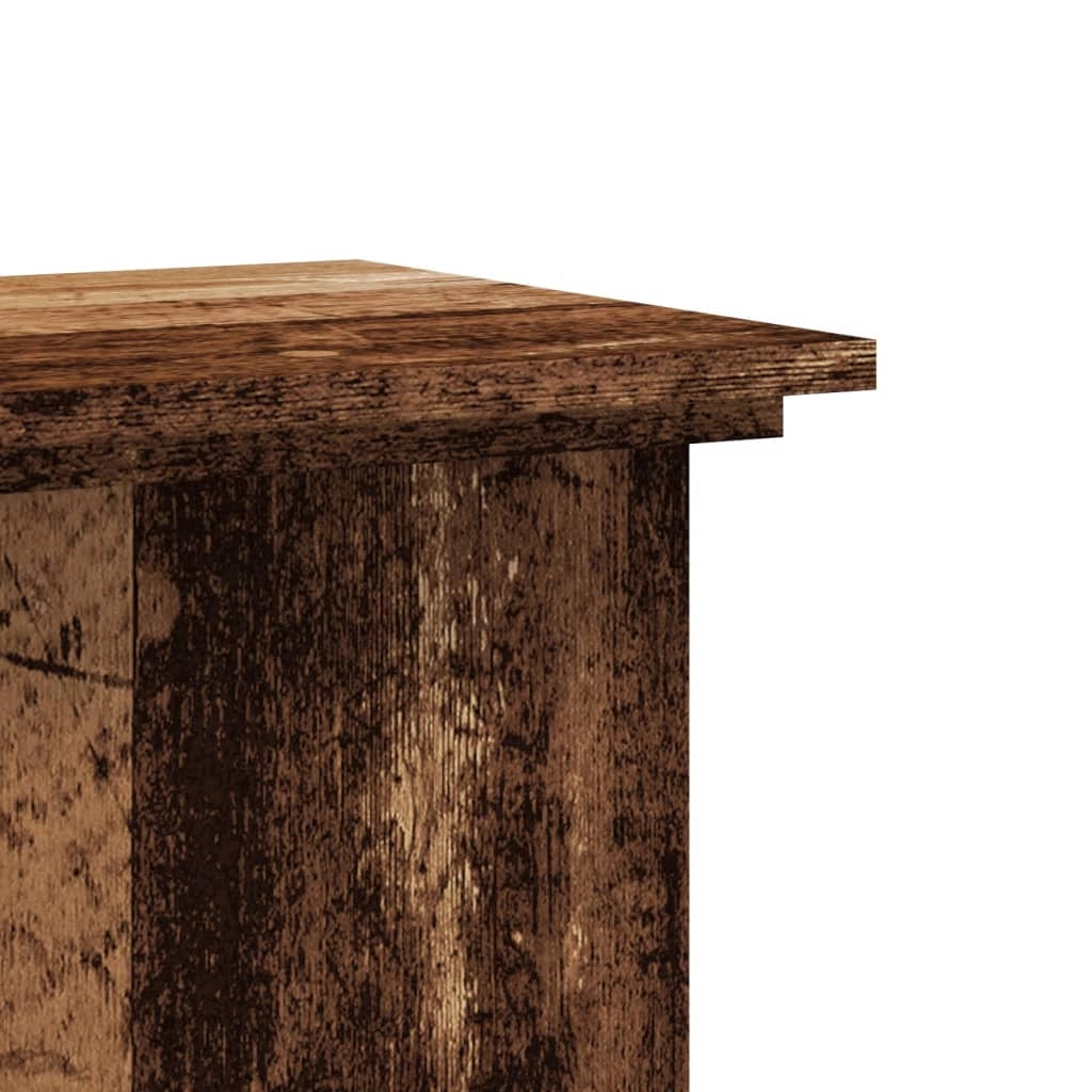 Portavasi mobiletto per fiori legno invecchiato 33 x 33 x 100 cm legno ingegnerizzato marrone 02_0045186