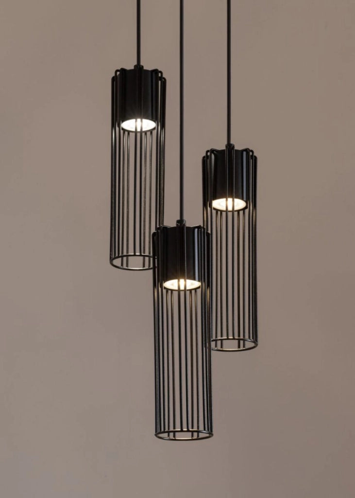 Lampada a sospensione industriale Fobia nera tripla 3xGU10 Sigma