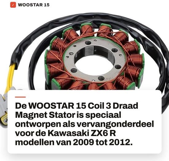 Vervanging Stator 15 Avvolgimento 3 Fili - Adatto per 2009-2012 ZX6 R - Alta Qualità - Componenti Automobilistici - Spedizione Diretta - Prestazioni Affidabili - Stator Motociclo