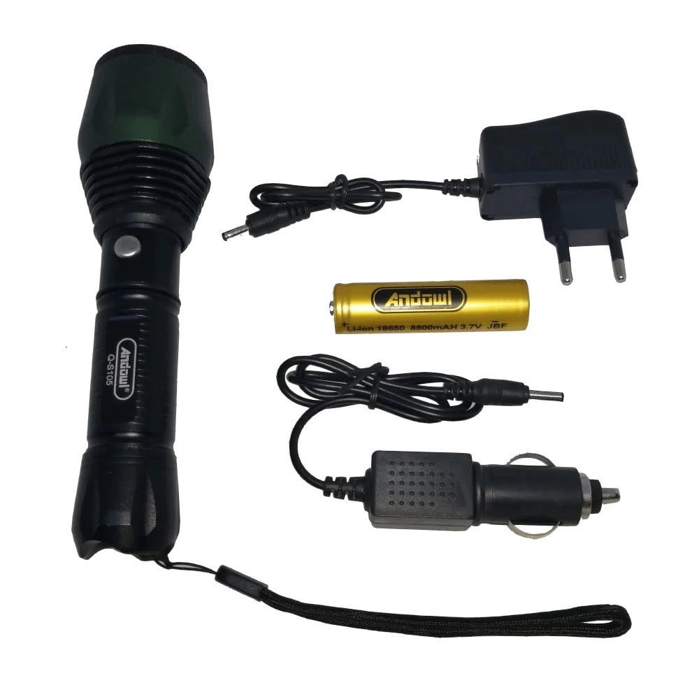 Trade Shop - Torcia Led Ultra Luminosa Ricaricabile Usb Impermeabile Ipx6 Escursioni Q-5105 -
