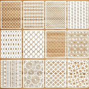 12 Set di Sfondi Geometrici per Pittura a Stampa - 12 Stucchi Reutilizzabili per Disegni d'Arte