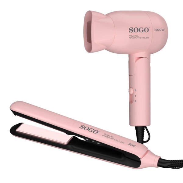 Set da Viaggio 2-in-1  Piastra e Asciugacapelli  Max 1500W