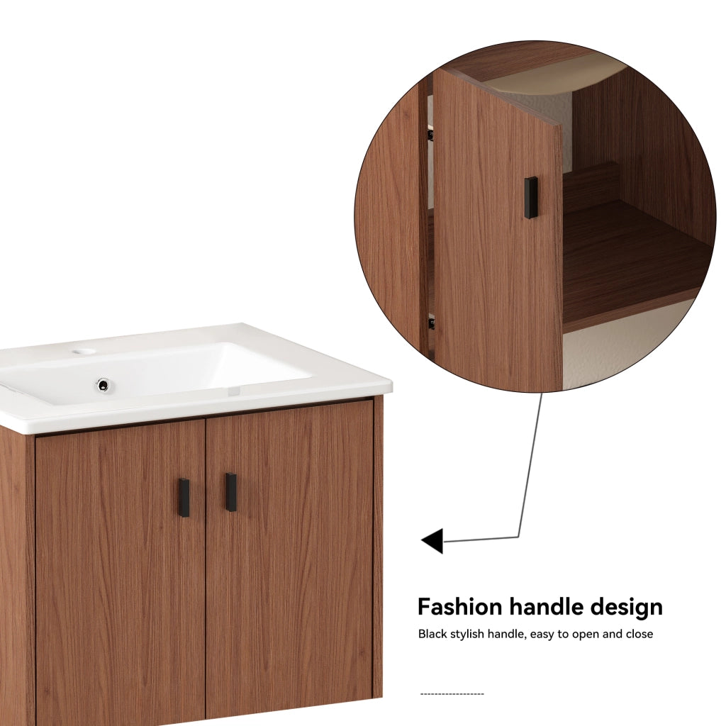 Armadietto Bagno 60 cm ¨C MINIMAL ¨C Marrone, 2 Ante, Salvaspazio