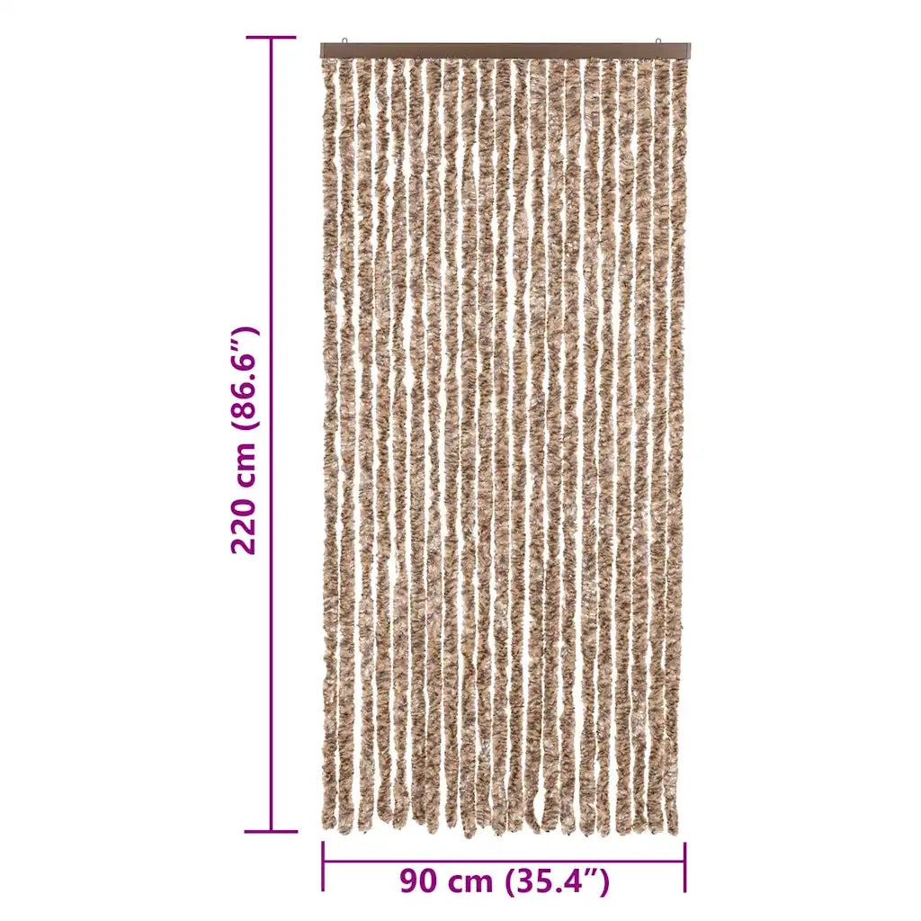 Tenda Antimosche Beige e Marrone Scuro 90x220 cm in Ciniglia CFW4215829