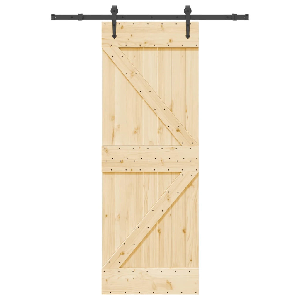 Porta scorrevole NARVIK Naturale e Nero 70 x 210 cm (152,5 cm)