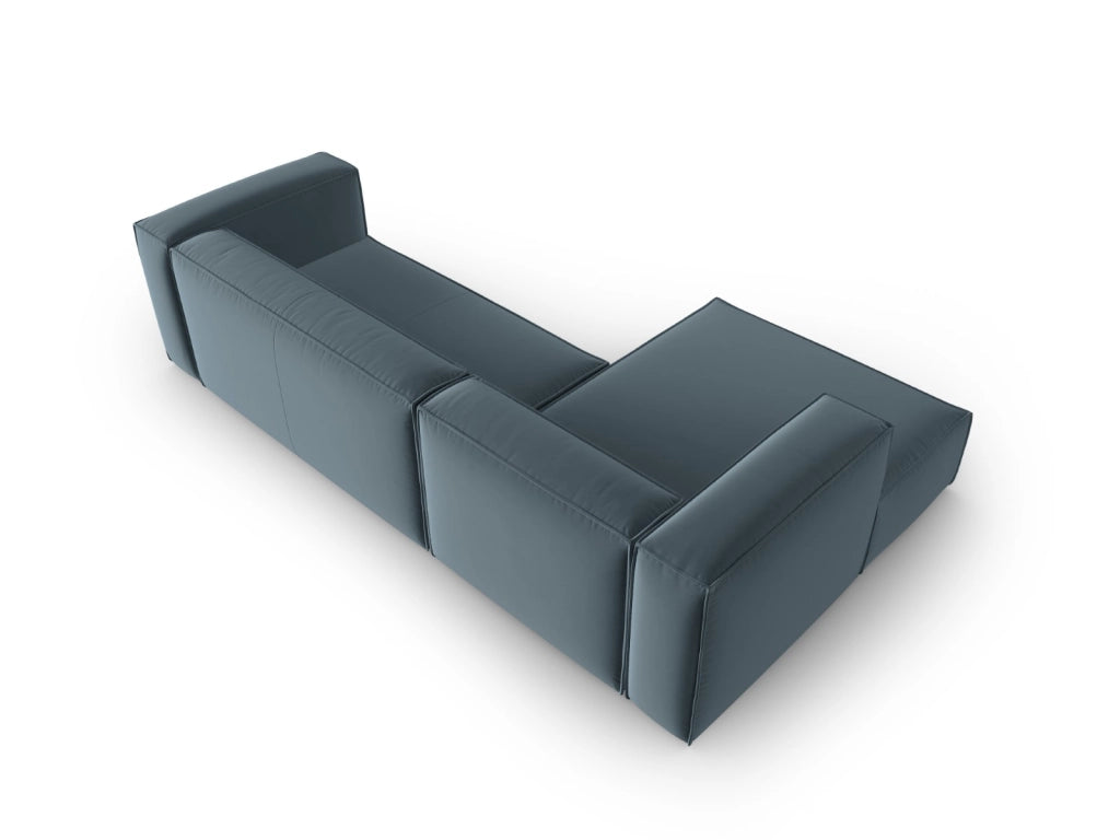 Cosmopolitan Design - Divano angolare sinistro "Mackay" 4 posti in velluto blu pastello 