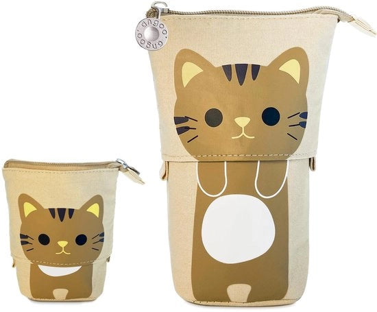 Etui telescopico 2-in-1 con chiusura a rits, penne e porta penne per bambine, bambini e adolescenti (giallo)