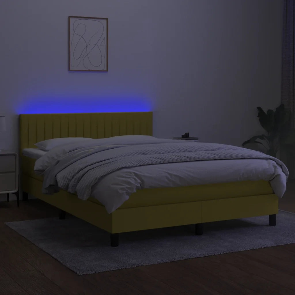 Letto a Molle con Materasso e LED Blu 140x200 cm in Tessuto cod mxl 36562