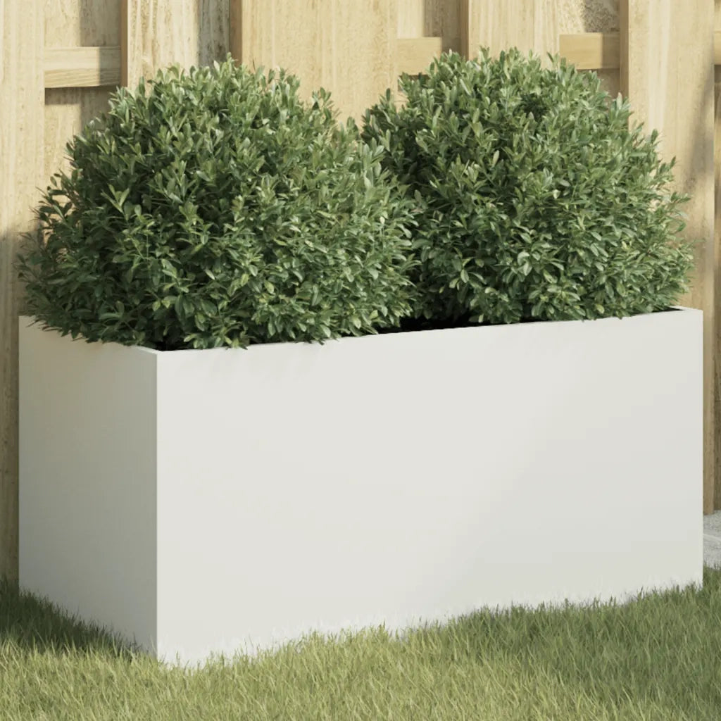 Fioriera | Cassetta per fiori | Vaso Bianca 62x30x29 cm in Acciaio