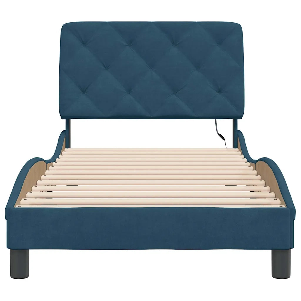 Giroletto con LED senza Materasso-Struttura Letto con LED Blu 80x200 cm in Velluto