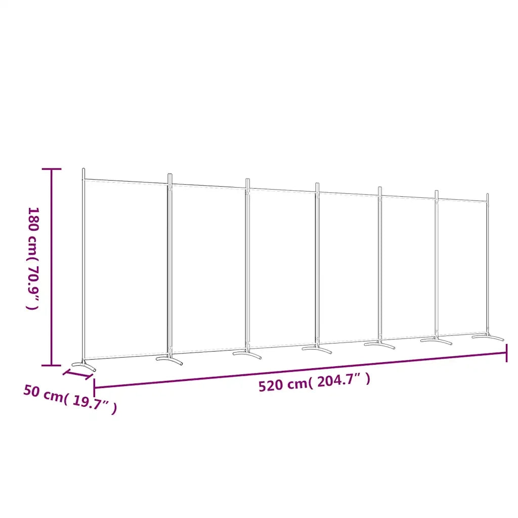 Divisorio Ambienti | Divider per stanze | Paravento a 6 Pannelli Bianco 520x180 cm Tessuto