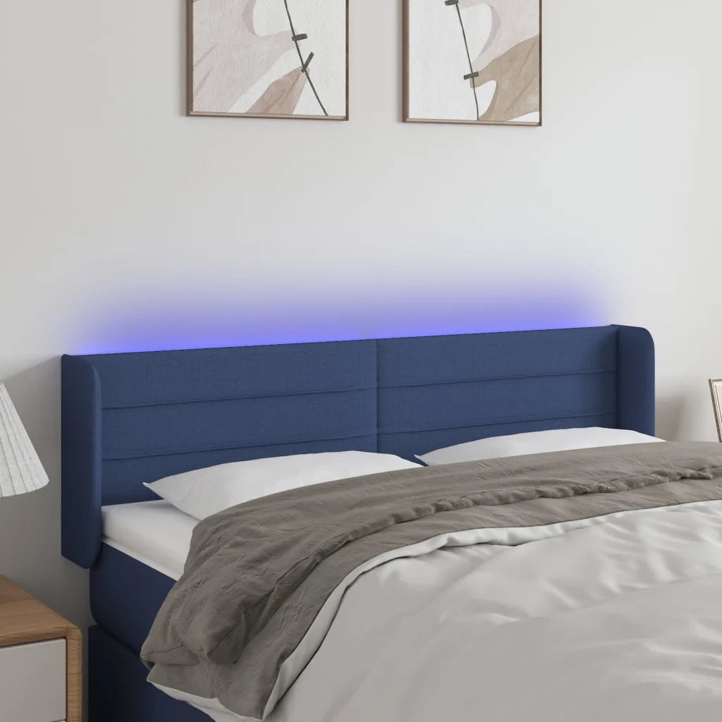 Testiera | Testata a LED Blu 147x16x78/88 cm in Tessuto