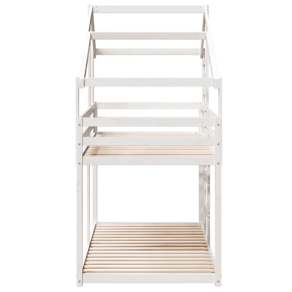 vidaXL Letto a Castello con Tetto Bianco 75x190 cm Legno Massello Pino