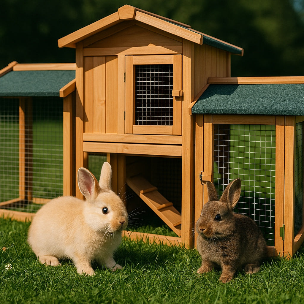 Conigliera XXL con recinto esterno per conigli lepri e piccoli animali