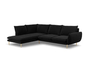 Cosmopolitan Design - Divano angolare sinistro "Vienna" 6 posti in velluto nero 
