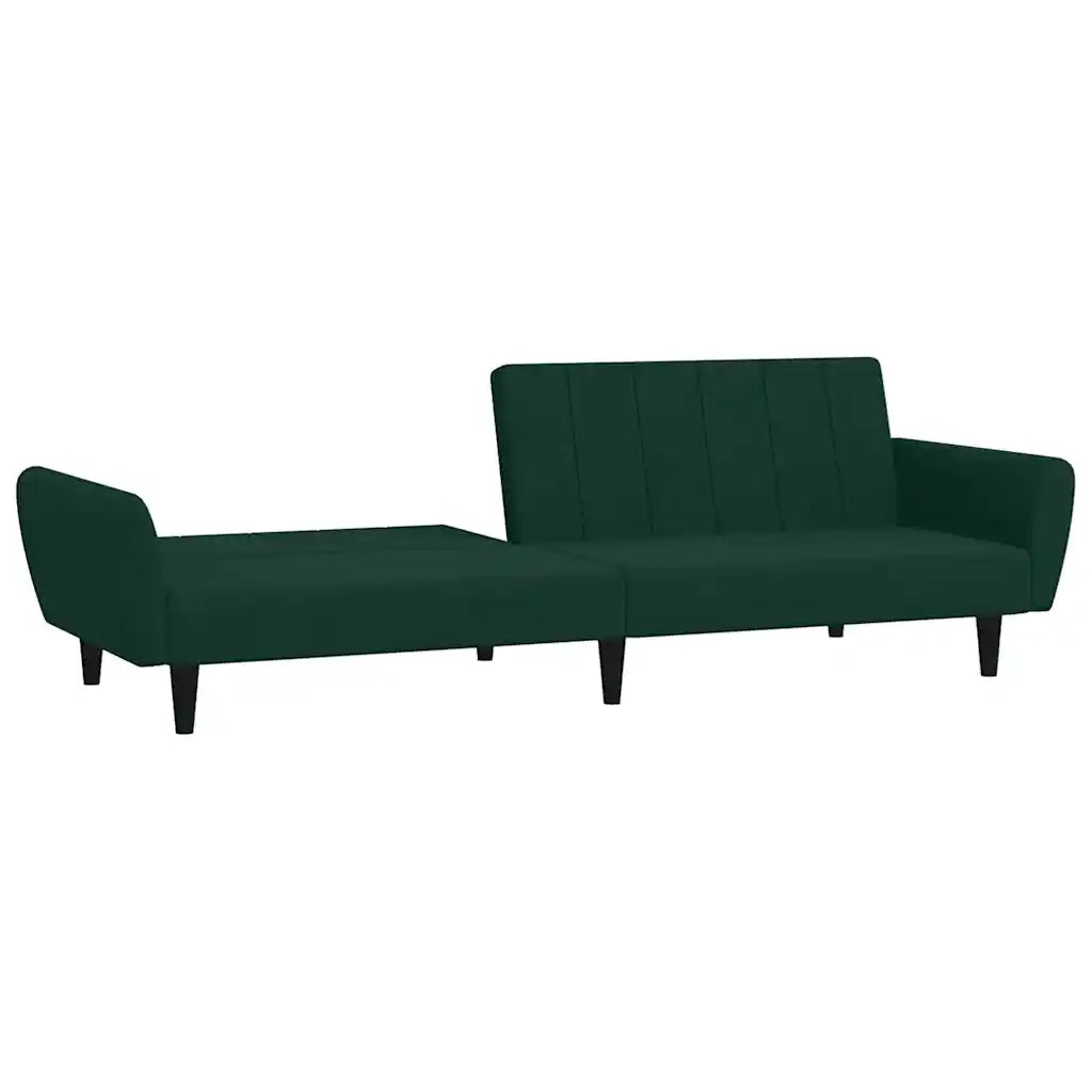 Divano Letto a 2 Posti Verde Scuro in Velluto 375860