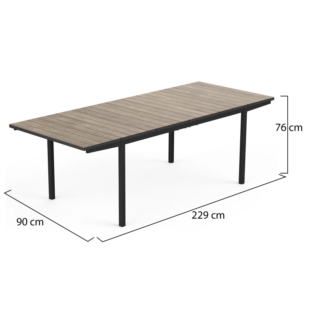 Hannibal, Tavolo da Esterno 8 Posti, 229x90x76h cm Marrone Noce