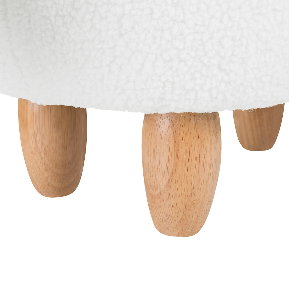 Sgabello per bambini Unicorno animale Tessuto in poliestere bianco Gambe in legno imbottite Poggiapiedi per scuola materna