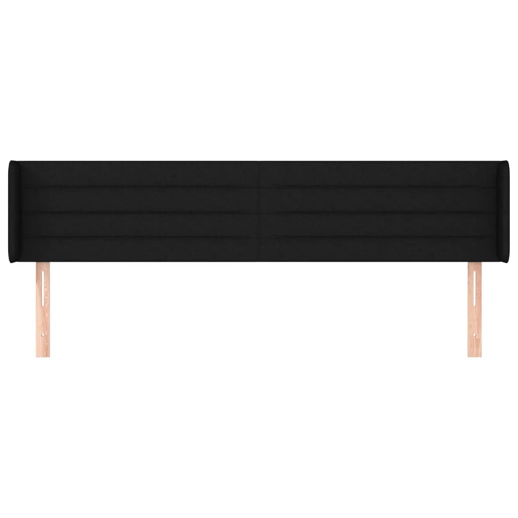Testiera | Testata ad Orecchio Nera 163x16x78/88 cm in Tessuto