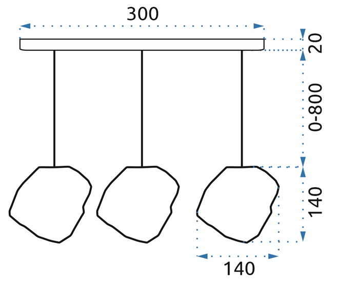 Lampada Ice App320 Ghiaccio Modern Design Loft Triplo
