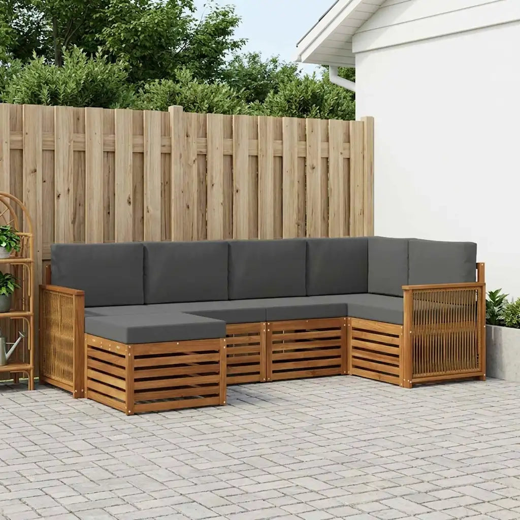 Set divano sezionale con cuscino 5 pcs Naturale e Antracite