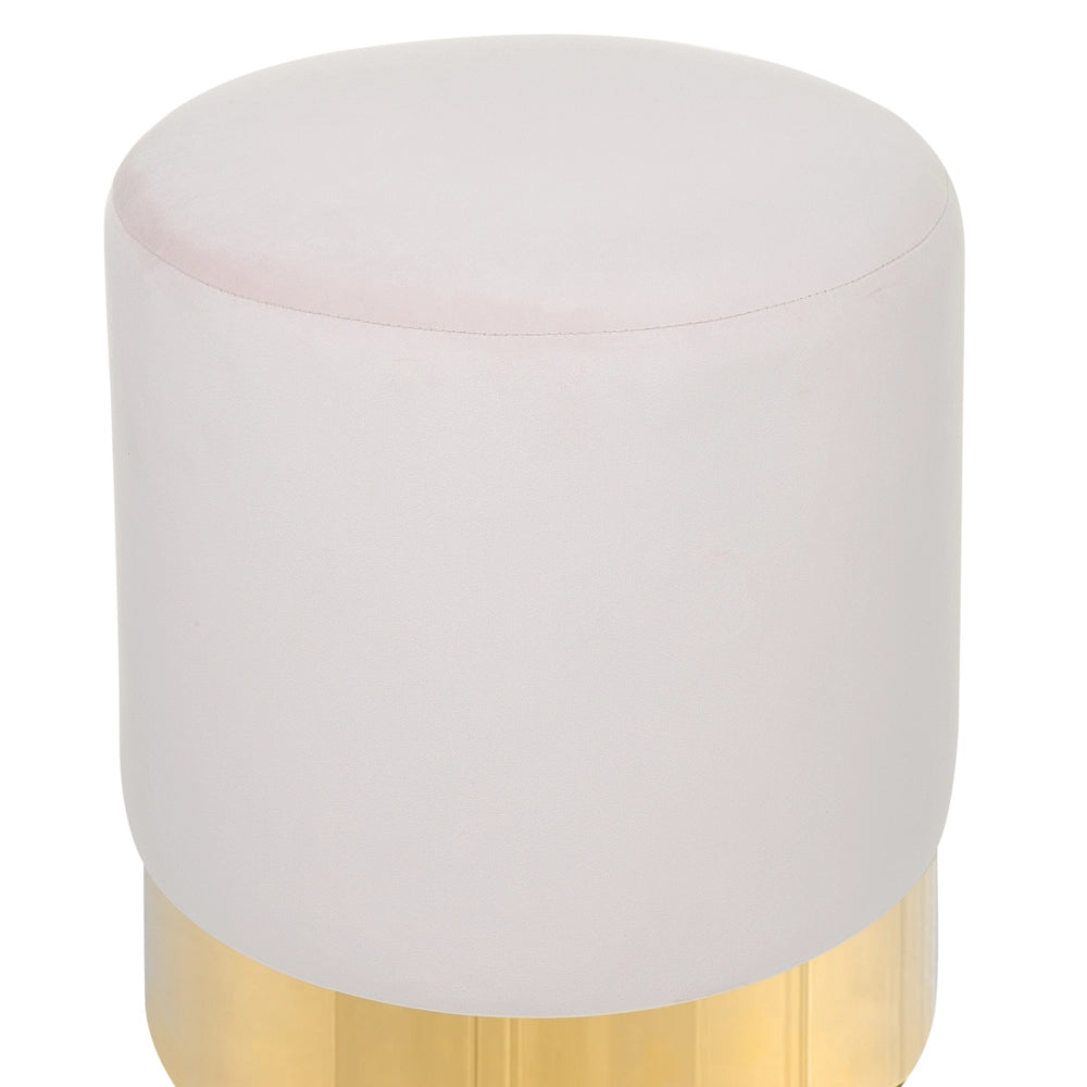 Poggiapiedi Rotondo in velluto rosa con pouf da toeletta Glam Sgabello con dorato