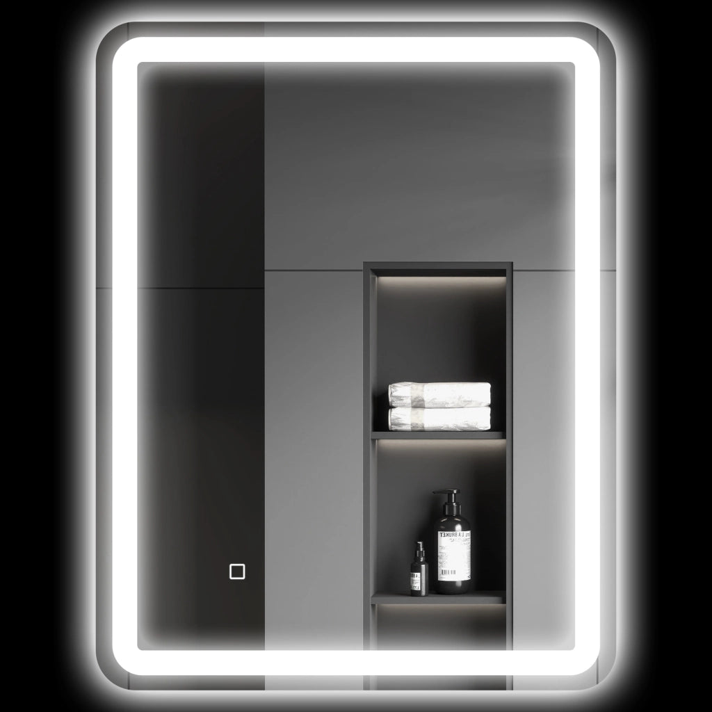 Specchio da Bagno Illuminato ¨C zephmum ¨C Touch Dimmabile 3 Colori 60x80cm Argento