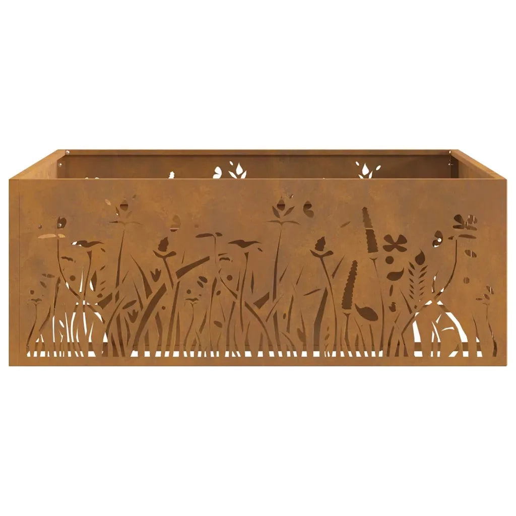 Focolare-Stufa-Camino Marrone 80 x 80 x 30 cm acciaio corten