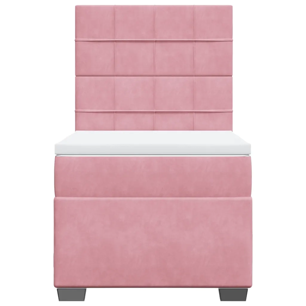 Giroletto a Molle con Materasso Rosa 90x200 cm in Velluto