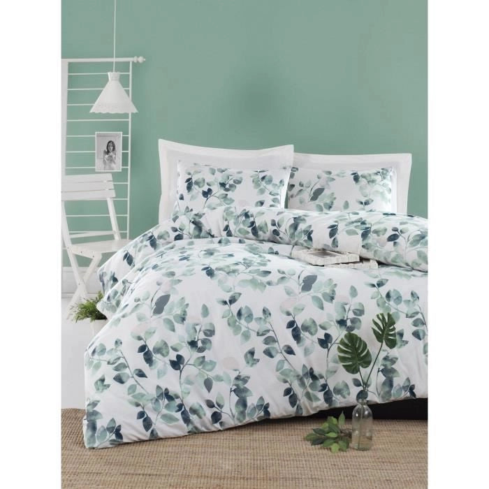 Completo letto - 1 copripiumino 220 x 240 cm + 2 federe 60 x 60 cm - 65% cotone, 35% poliestere - Verde