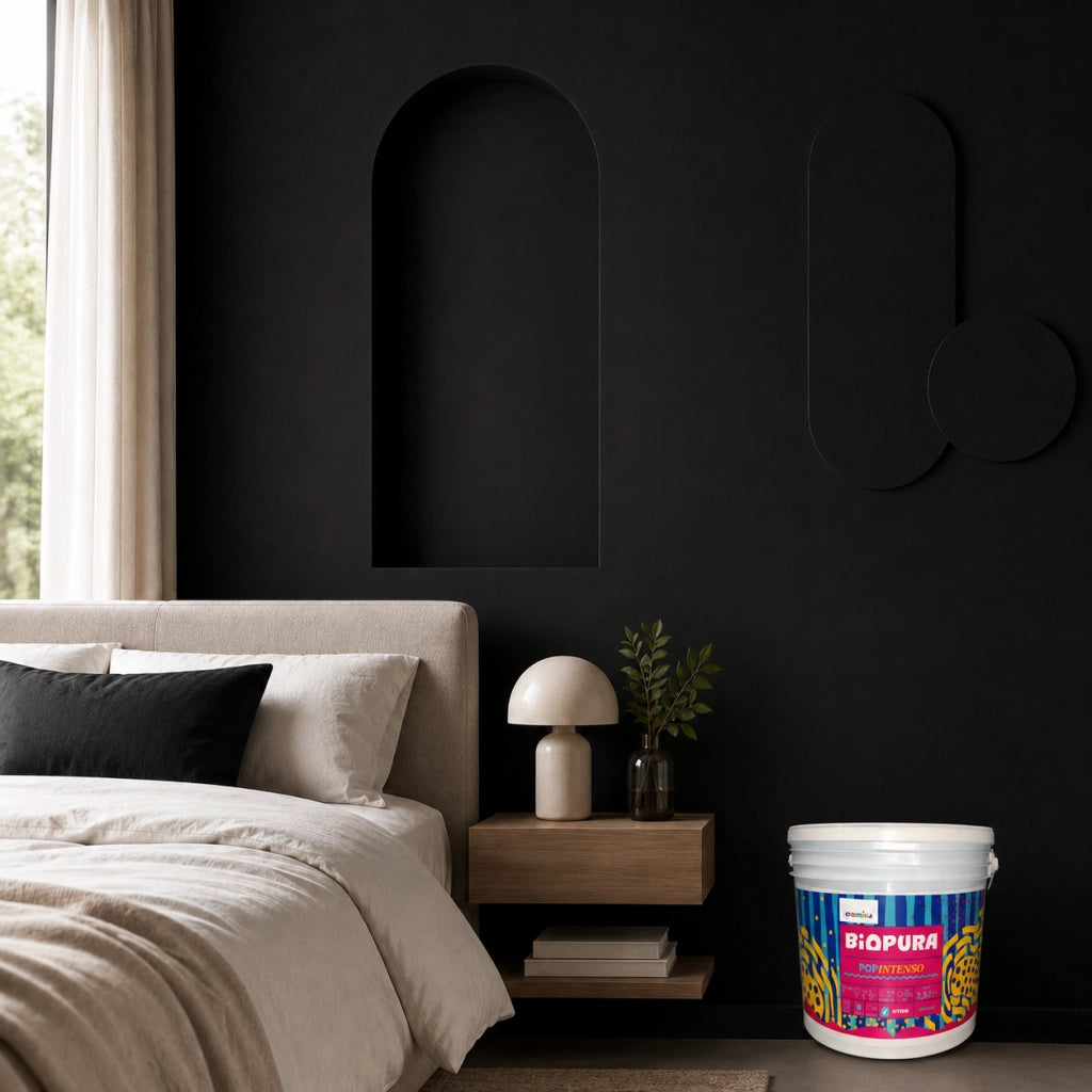 Popintenso palestra e decori interni pittura murale lavabile e coprente cromika *** formato 2.5 lt, colore- nero mezz...